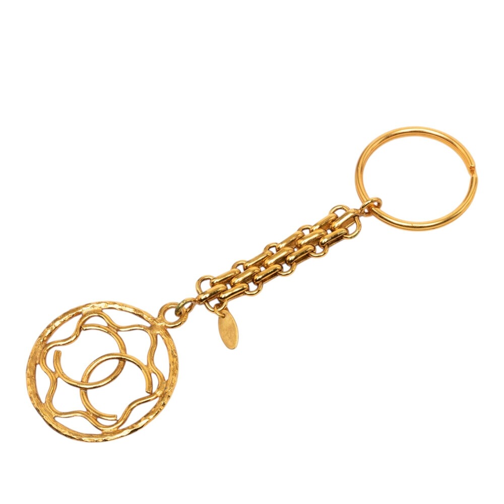 Pre-Loved Chanel CC Gold Plated Round Key Ring Bag Charm